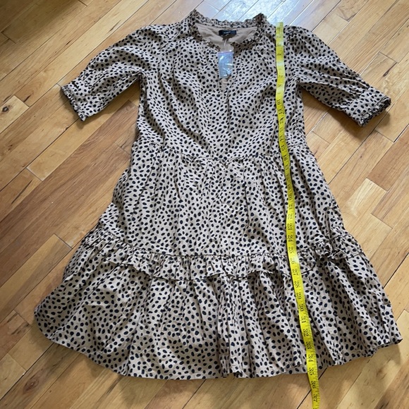 Oversized, JCrew Leopard Dot Ruffleneck Tiered Popover Dress - Picture 9 of 16